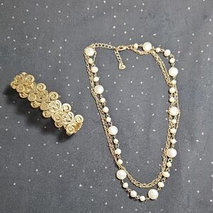 Elegant Gold and White Jewelry Set